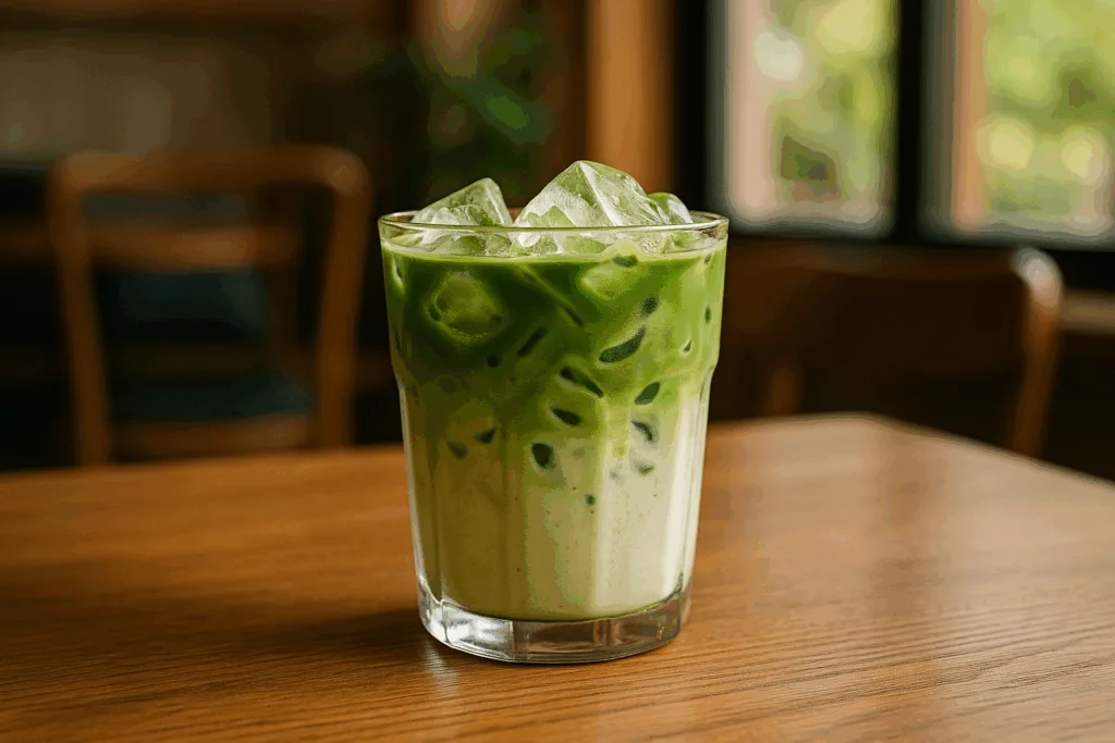 Illustration af iced matcha latte