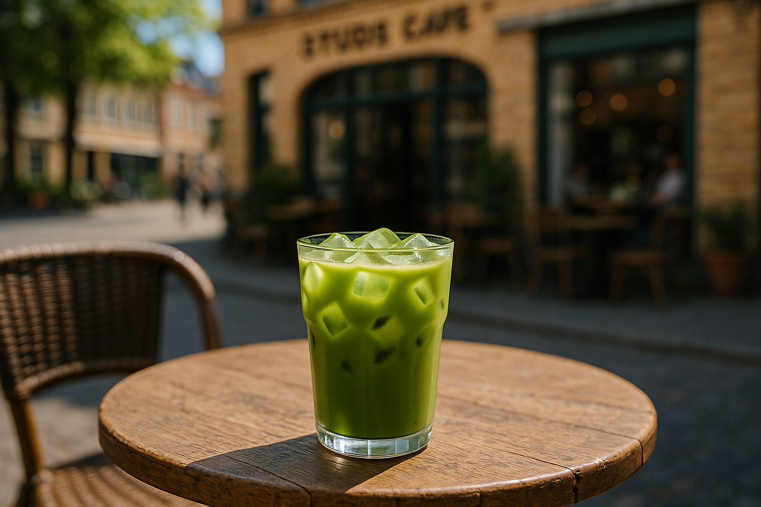 Illustration af iced matcha