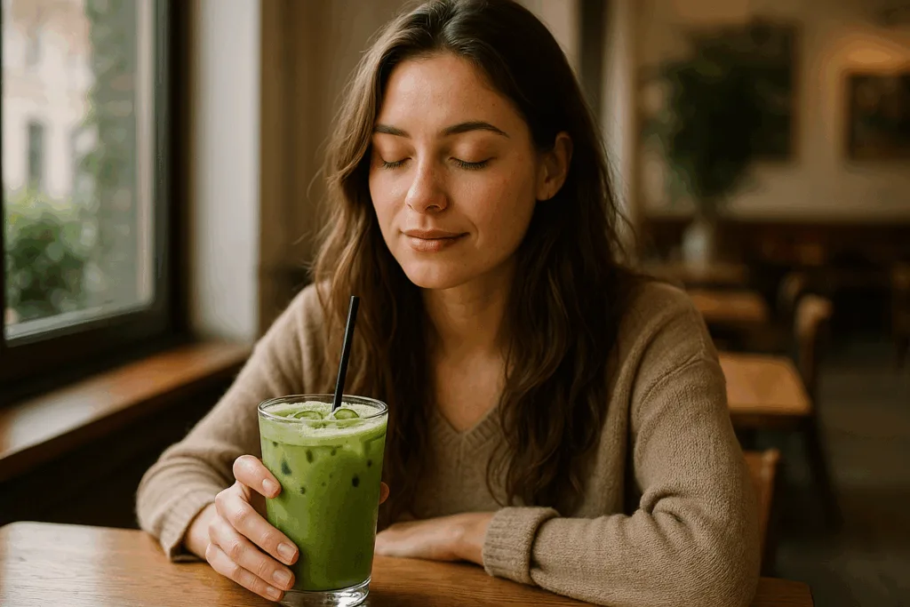 Illustration af matcha drink