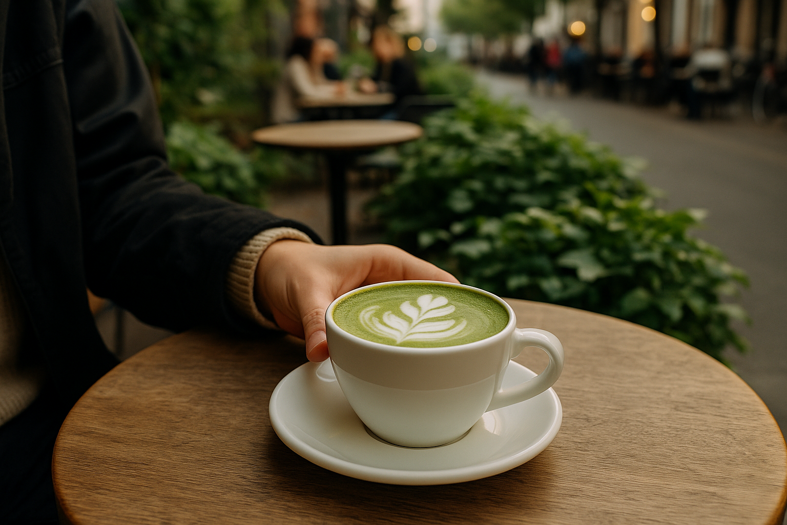 Illustration af matcha latte