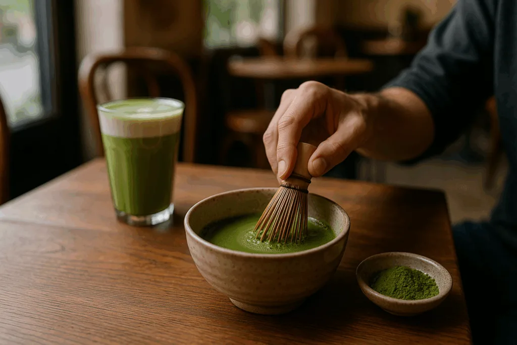 Illustration af grøn matcha te