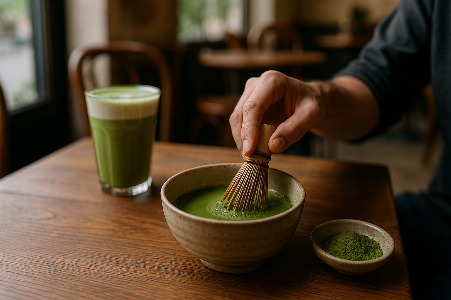 Illustration af grøn matcha te
