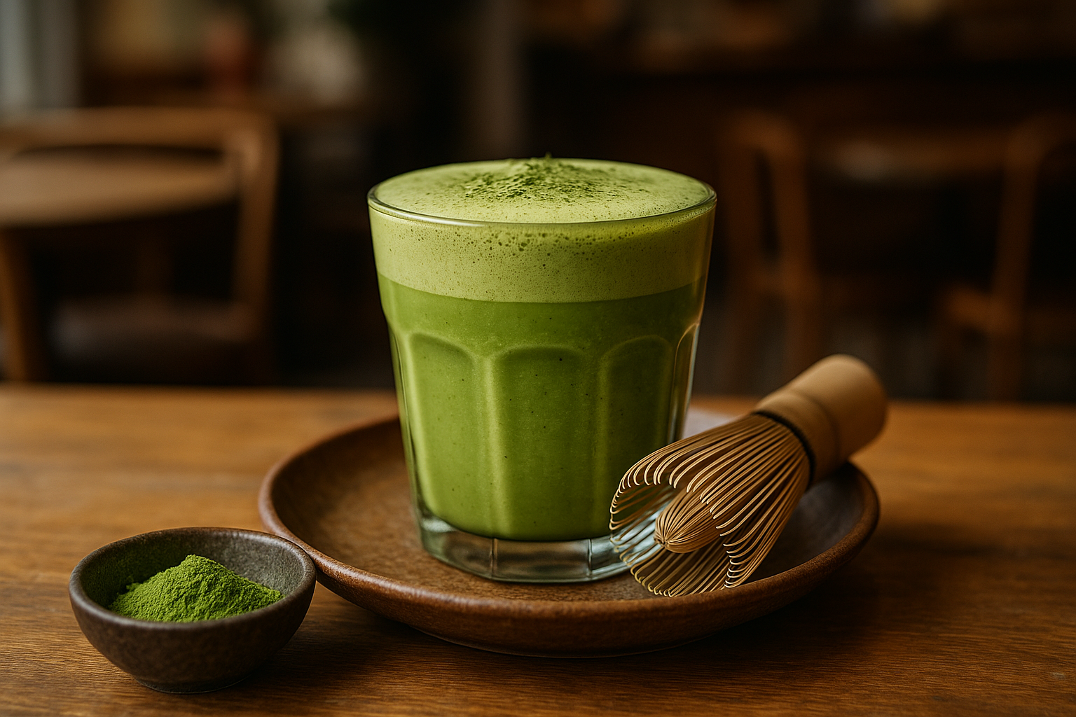 Illustration af grøn te matcha