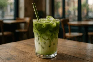 Illustration af matcha is latte