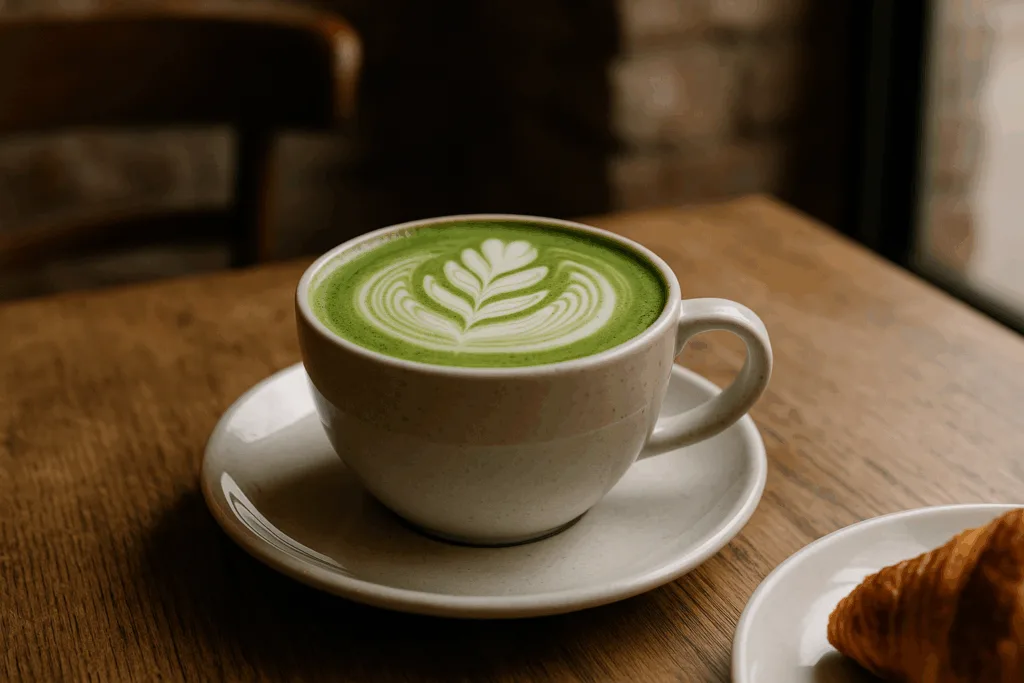 Illustration af matcha latte kalorier