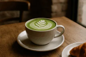 Illustration af matcha latte kalorier