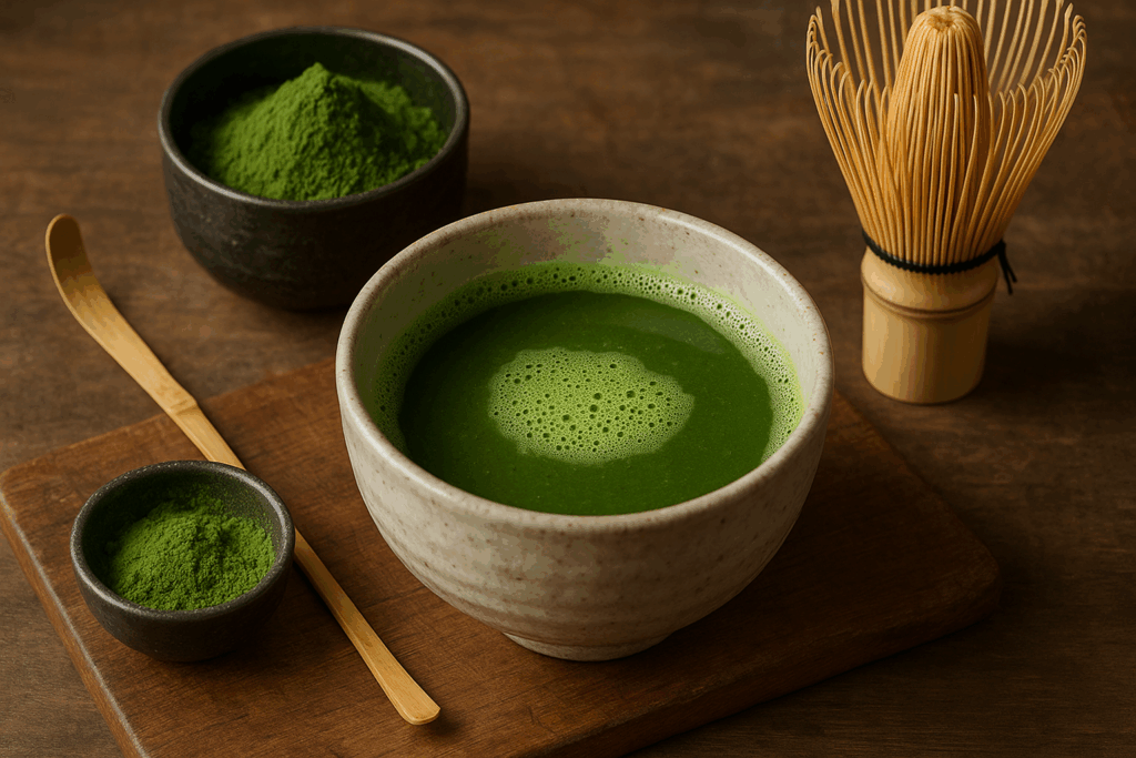 Illustration af ceremonial grade matcha