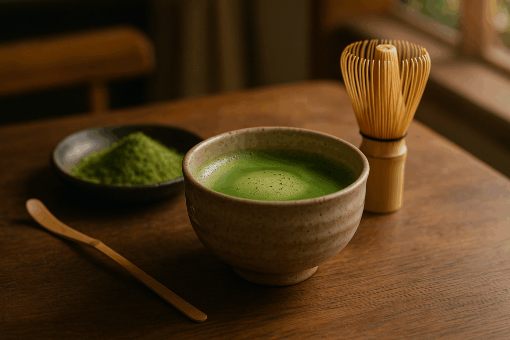 Illustration af ceremoniel matcha