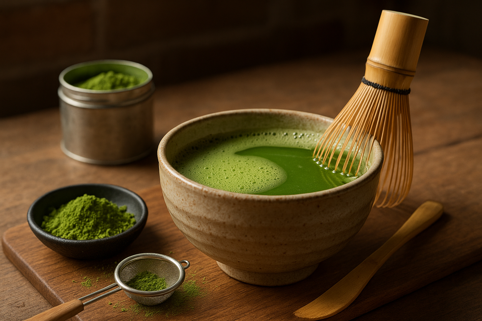 Illustration af how to make matcha