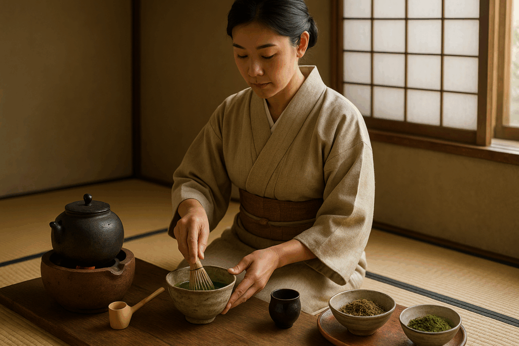 Illustration af japansk te