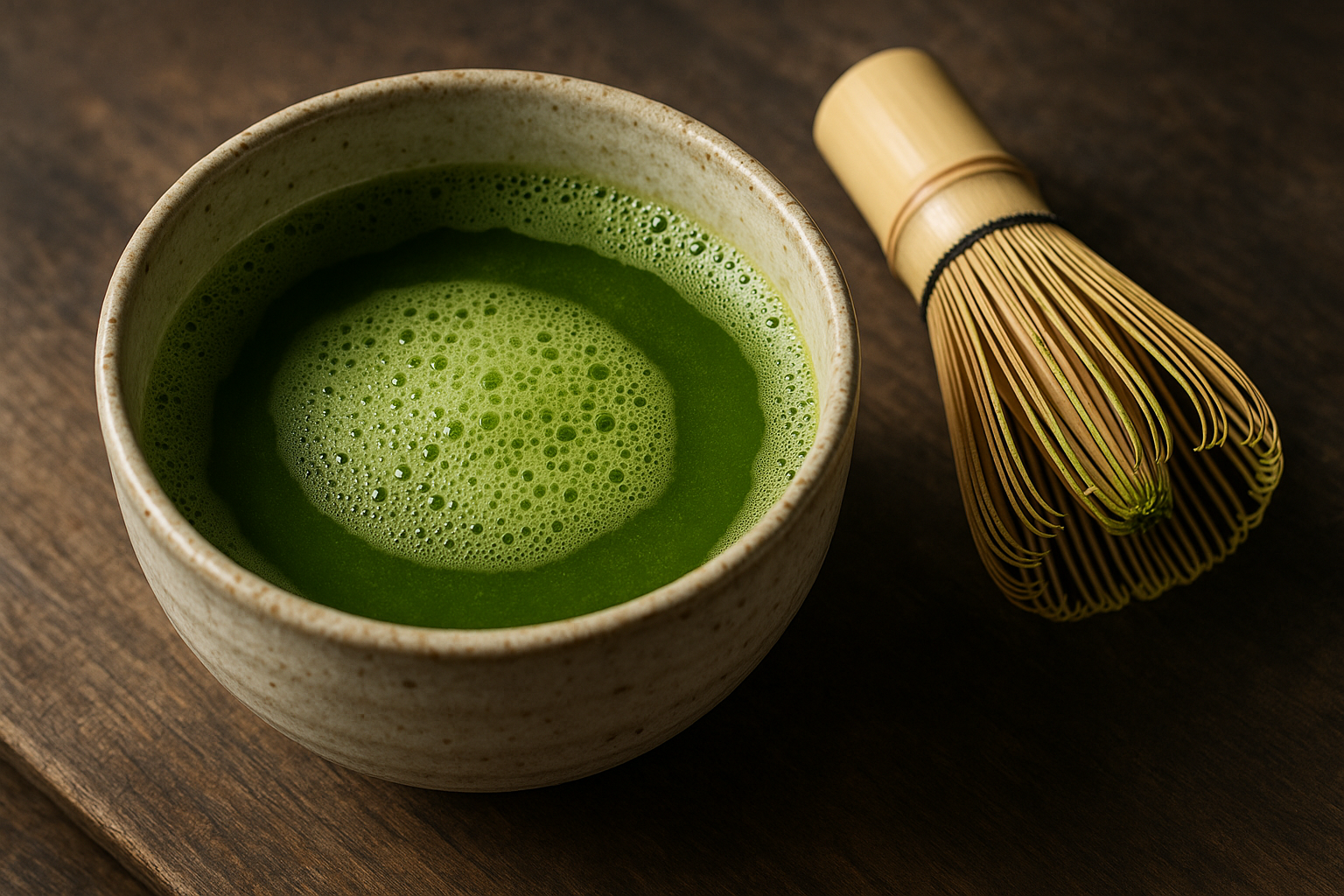 Illustration af matcha bambus pisk
