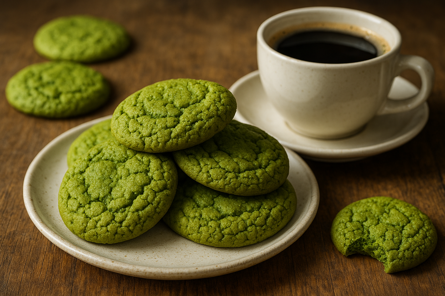 Illustration af matcha cookies