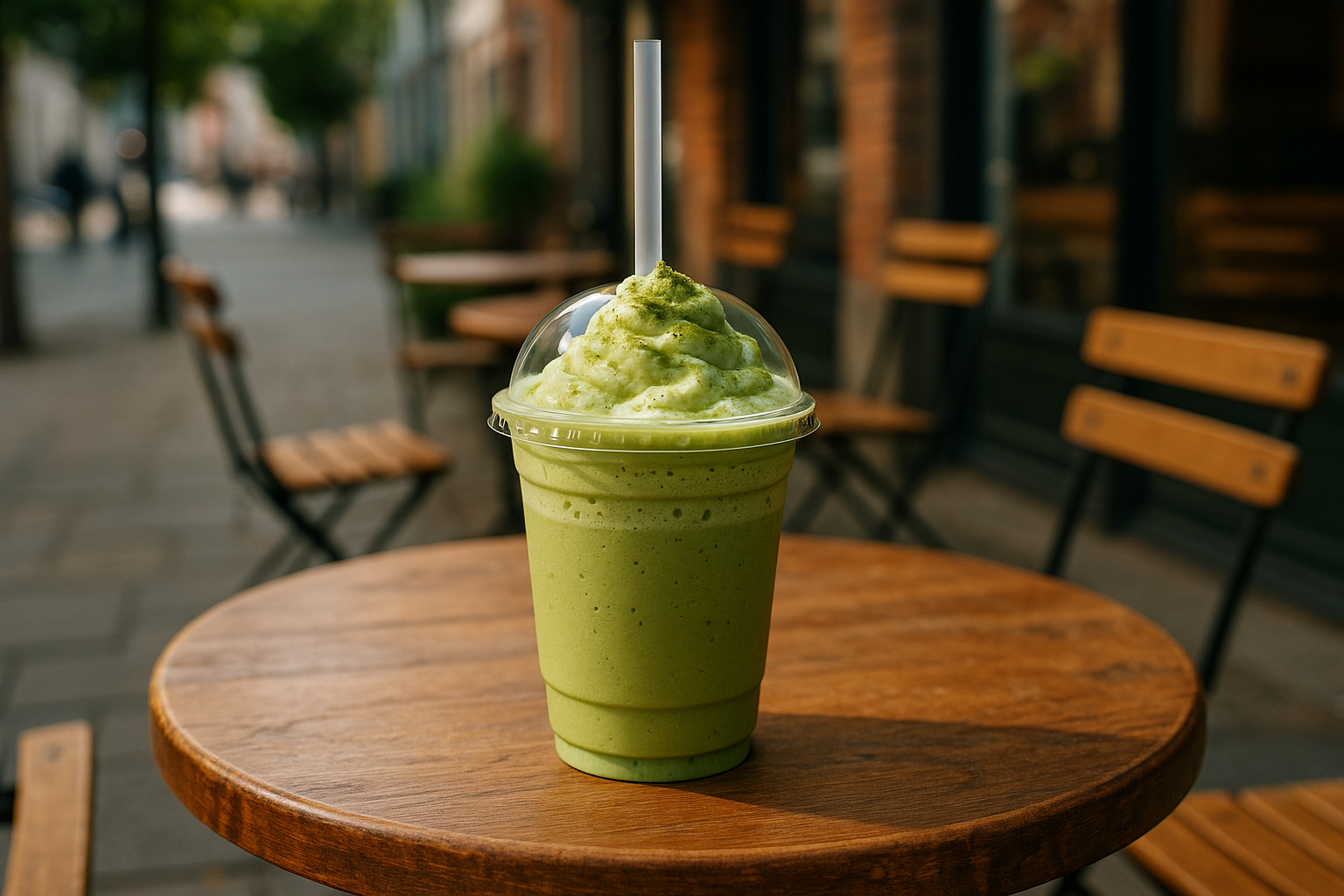 Illustration af matcha frappe