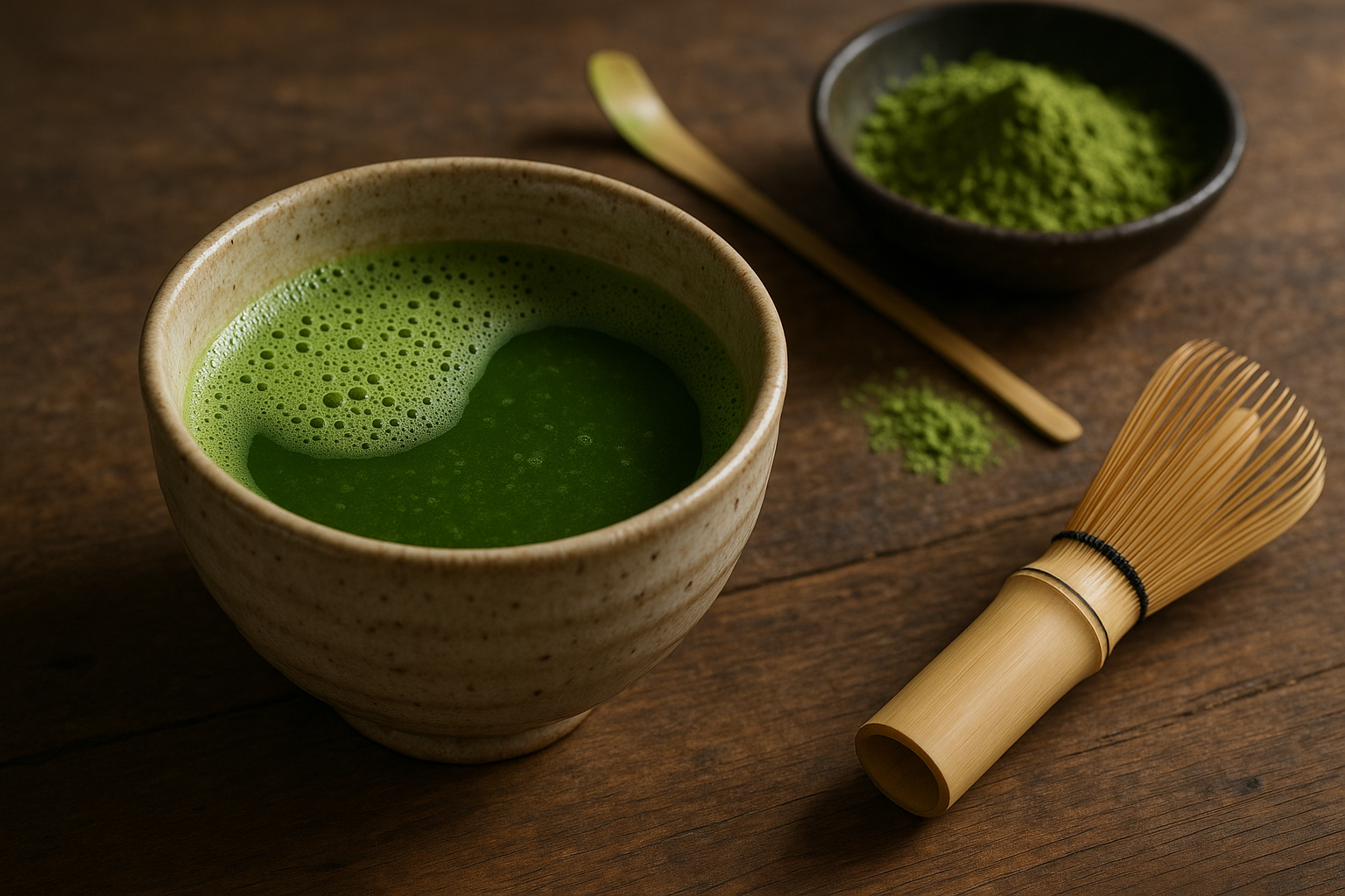 Illustration af matcha grøn te