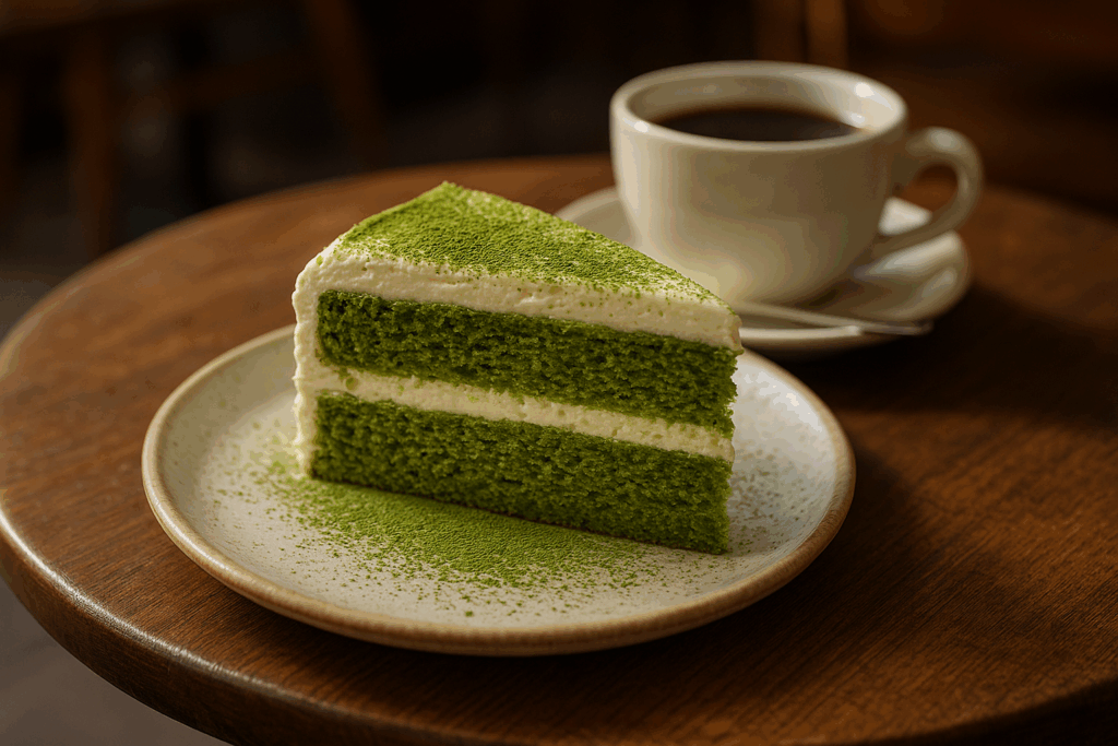 Illustration af matcha kage