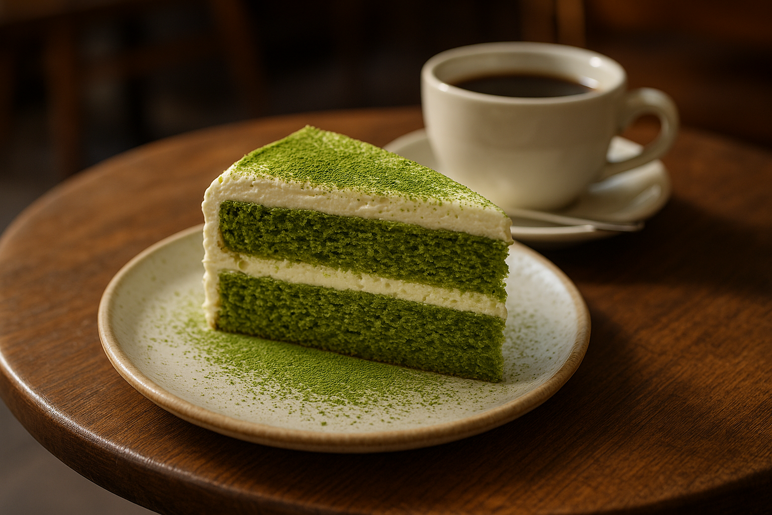 Illustration af matcha kage