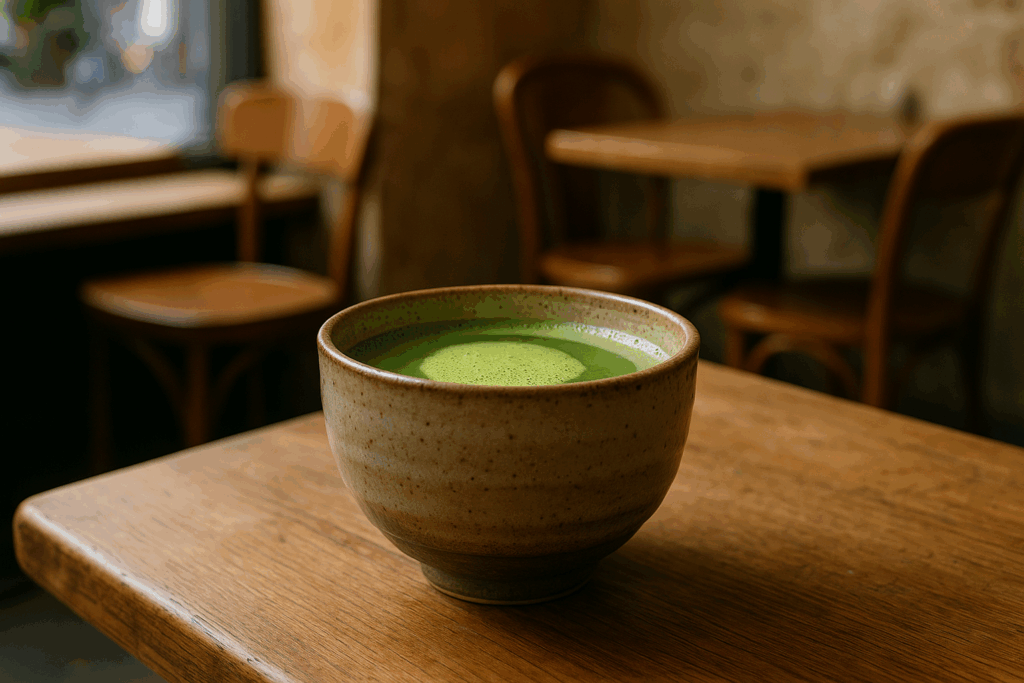 Illustration af matcha kop keramik