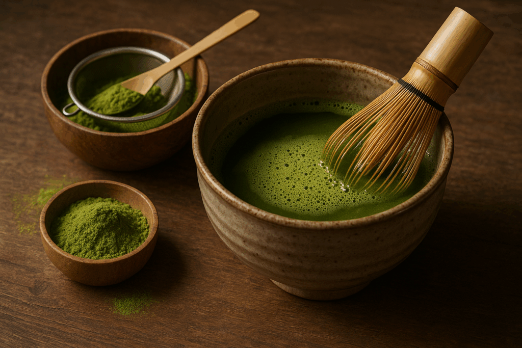 Illustration af matcha opskrift