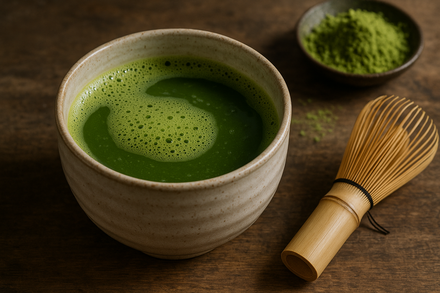 Illustration af matcha piskeris holder