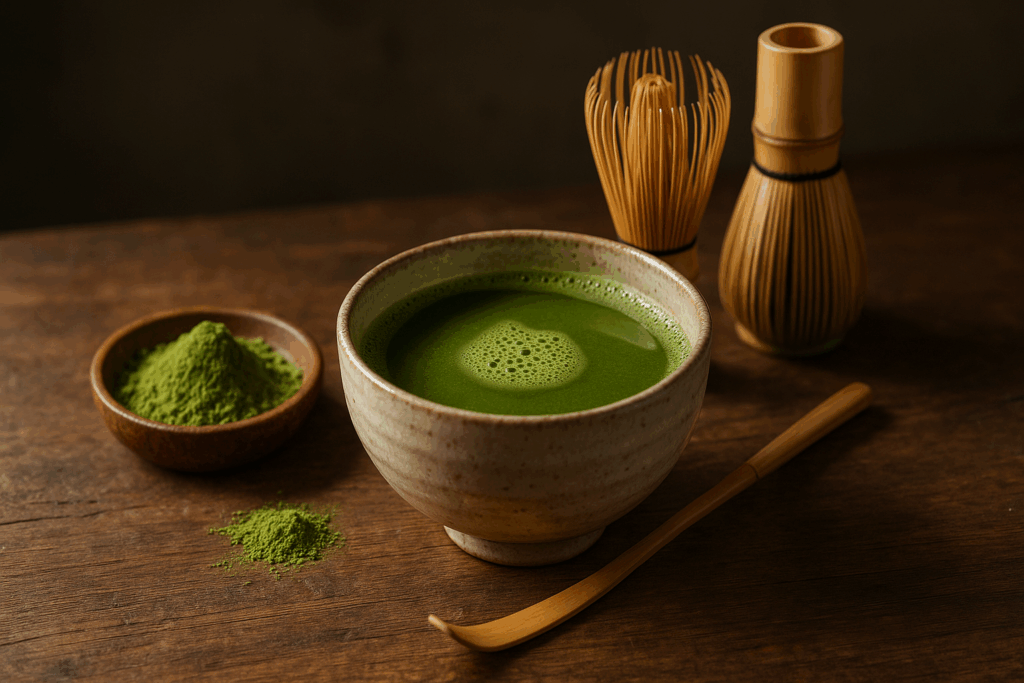 Illustration af matcha plante