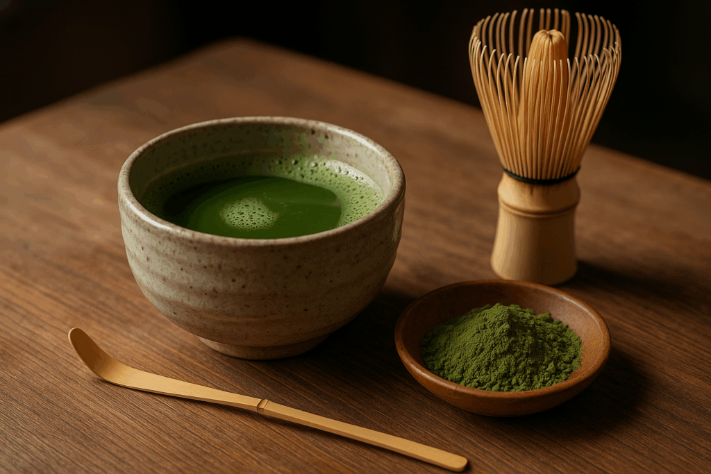 Illustration af matcha set