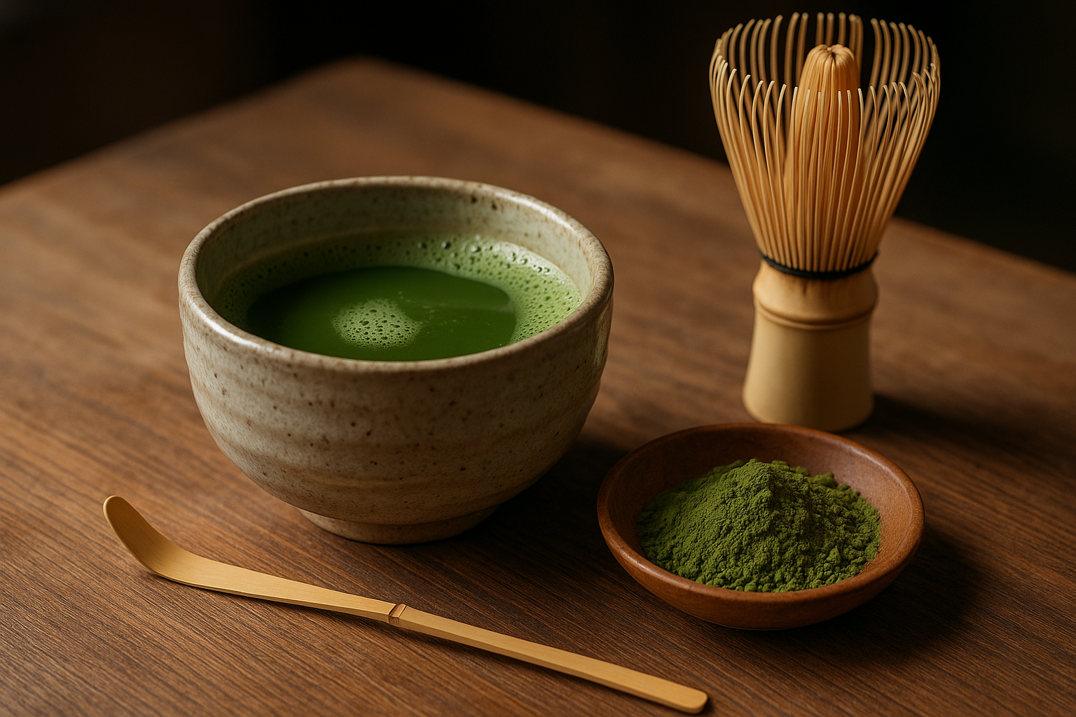 Illustration af matcha set