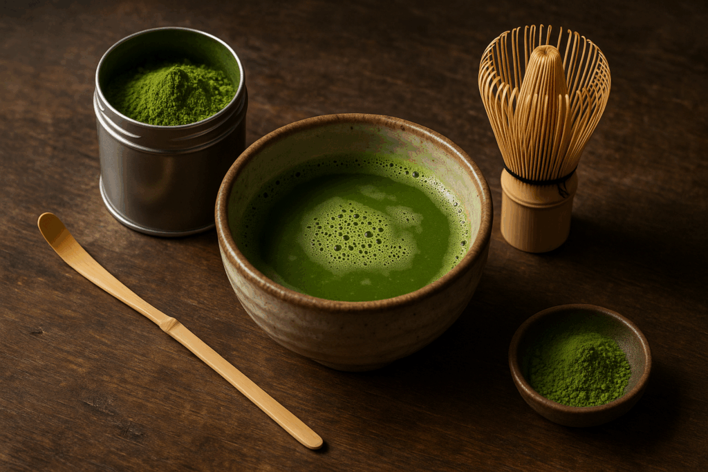 Illustration af matcha starter sæt