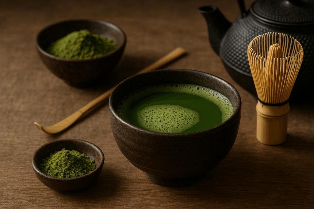 Illustration af matcha te opskrift