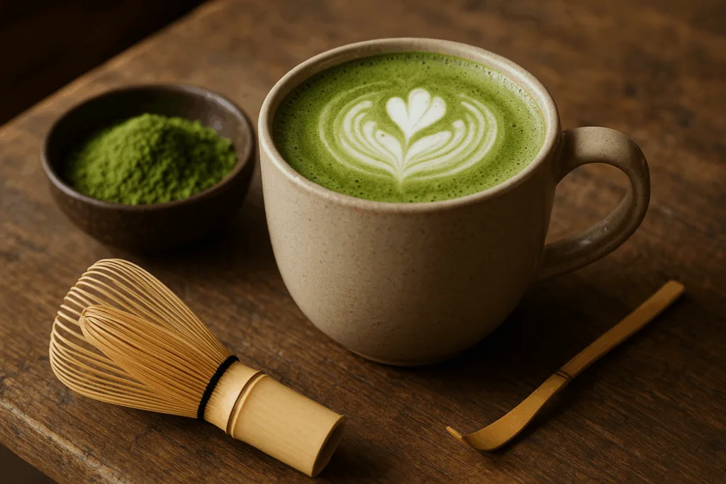 Illustration af matcha tea