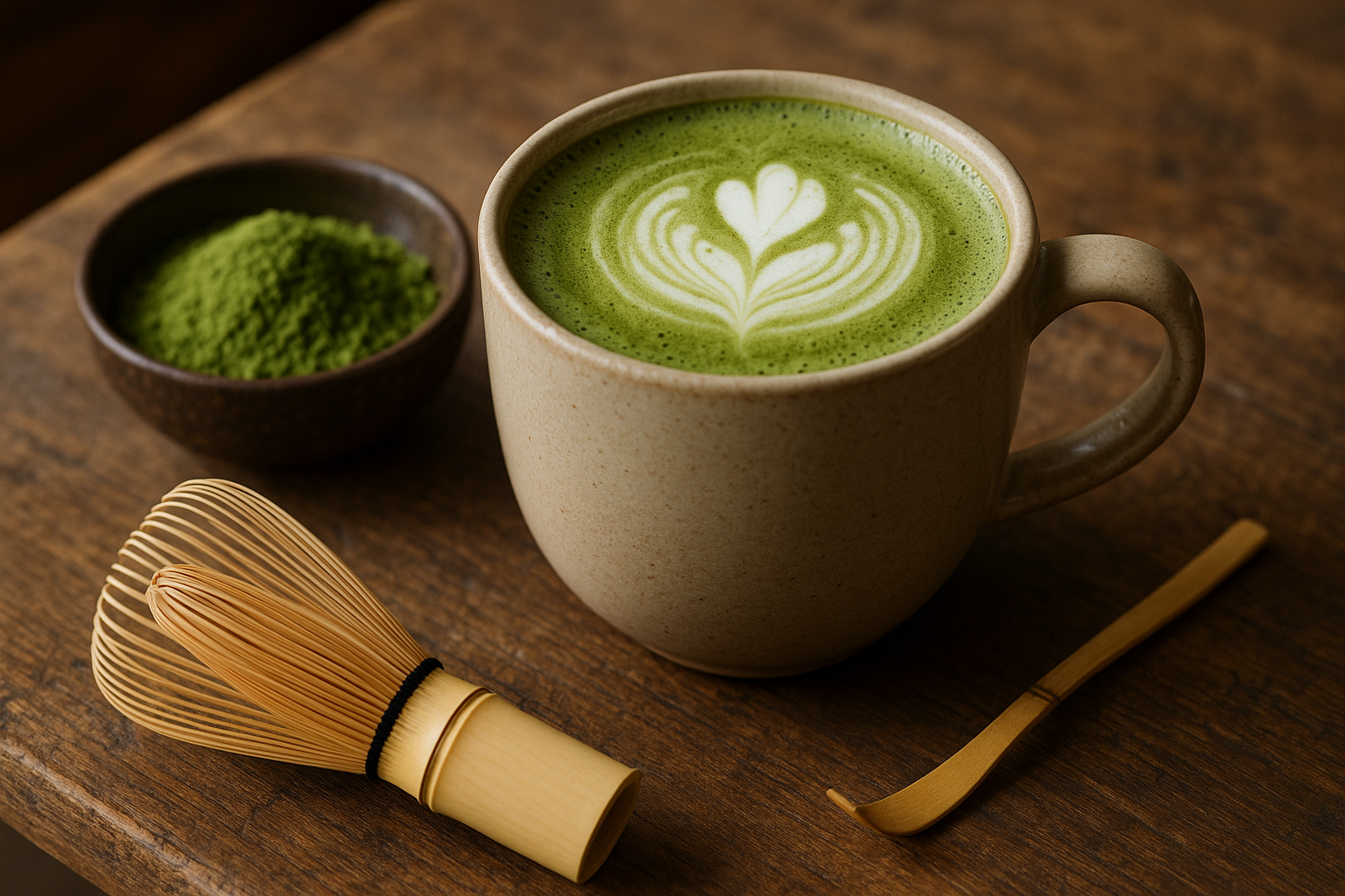 Illustration af matcha tea