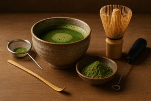 Illustration af matcha udstyr