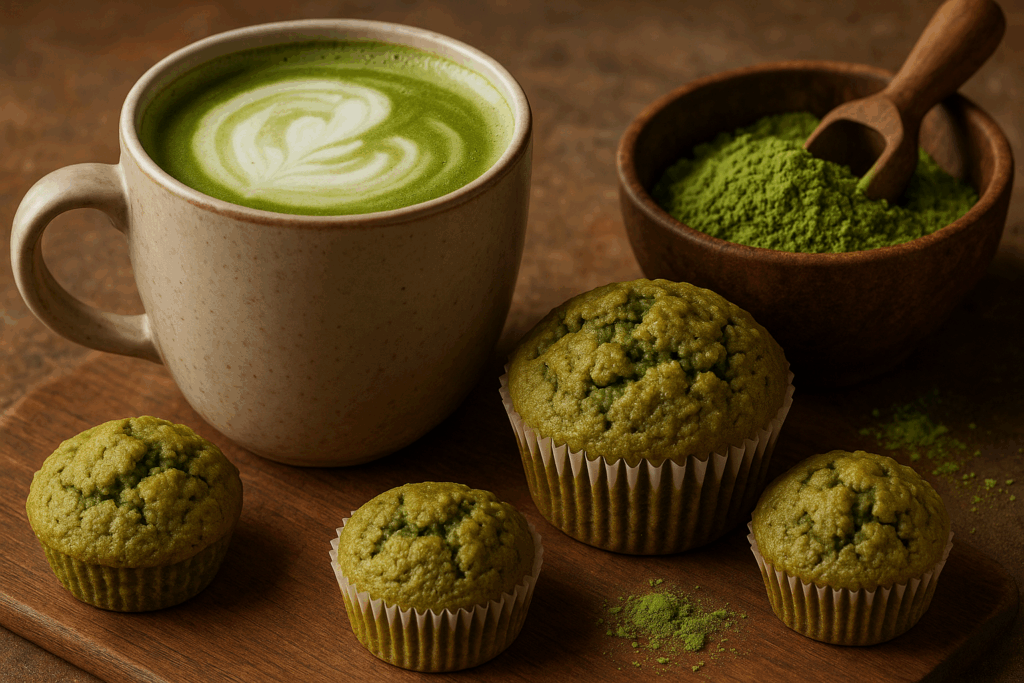Illustration af opskrifter med matcha