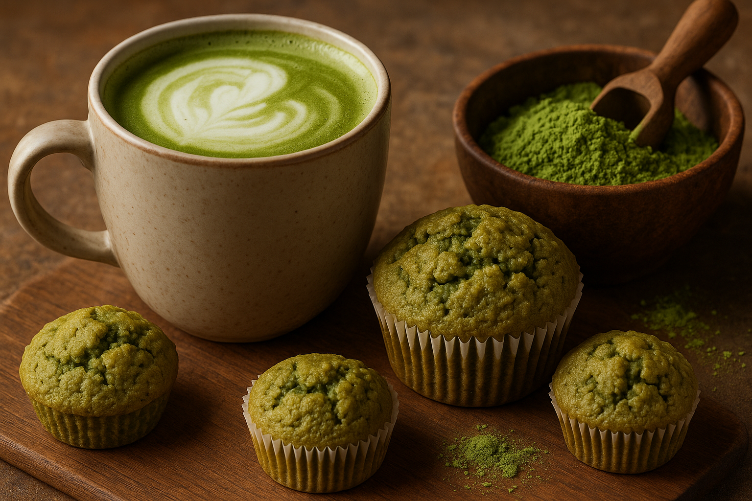 Illustration af opskrifter med matcha