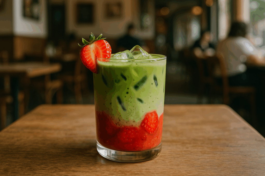 Illustration af strawberry matcha