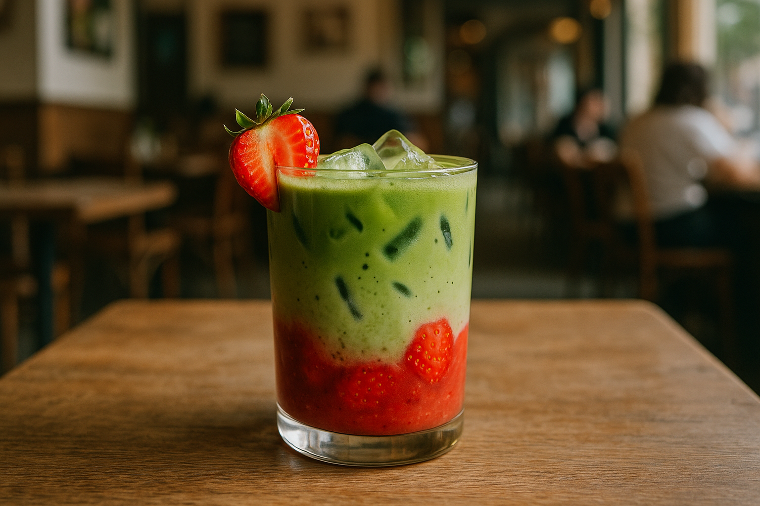 Illustration af strawberry matcha