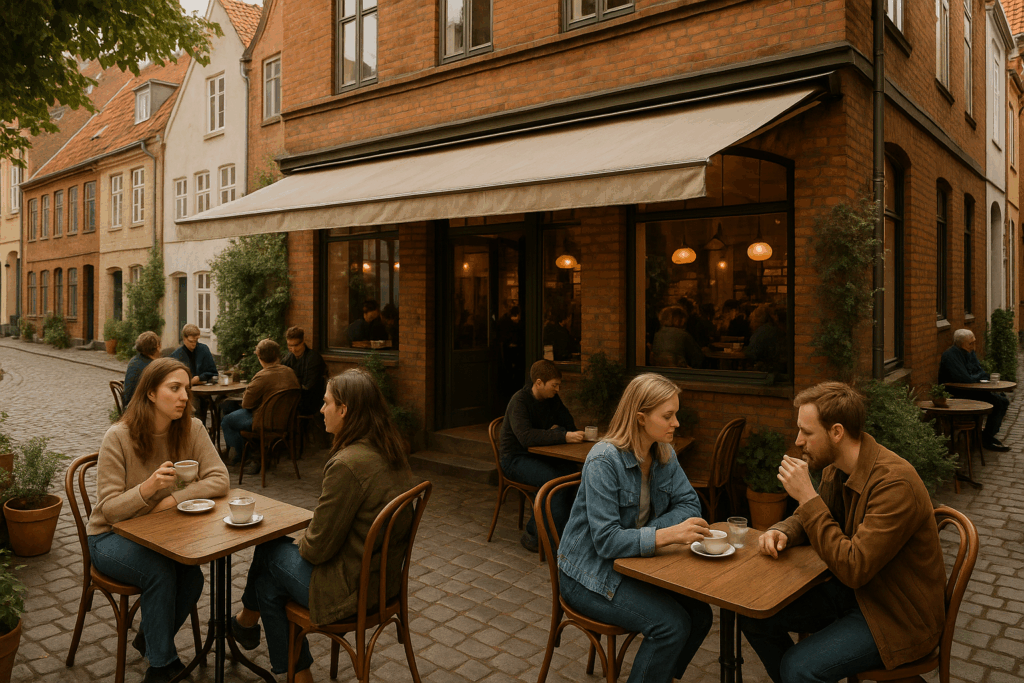 Illustration af café i århus