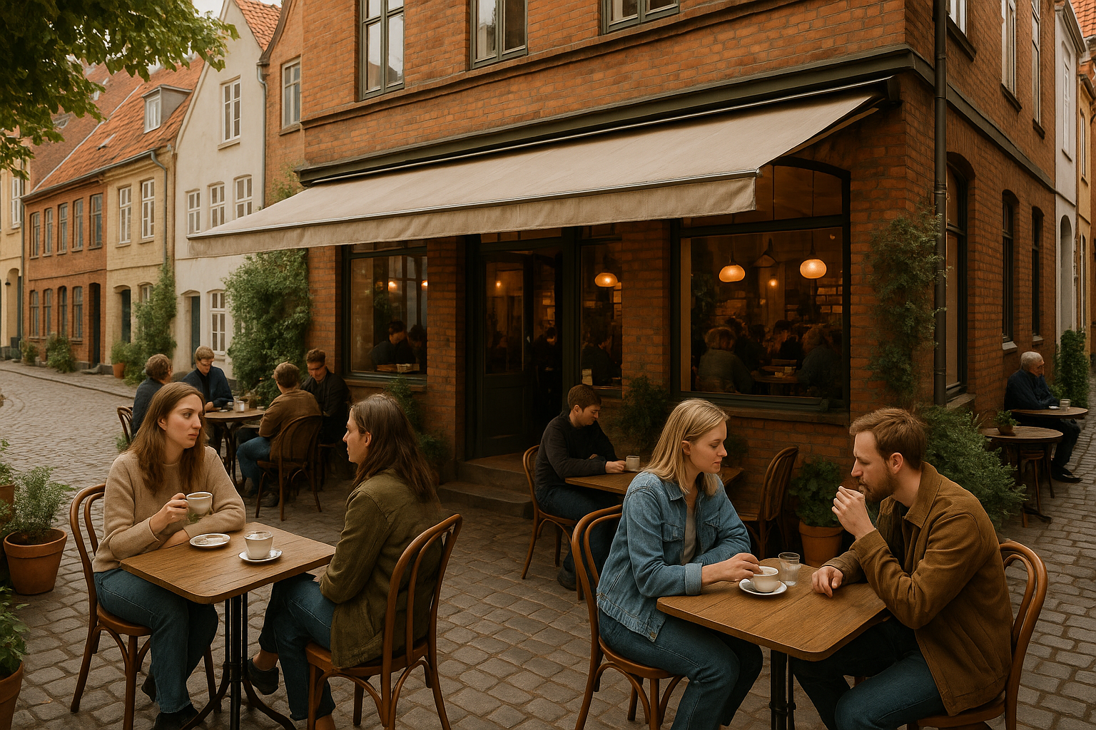 Illustration af café i århus