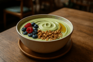 Illustration af matcha yoghurt