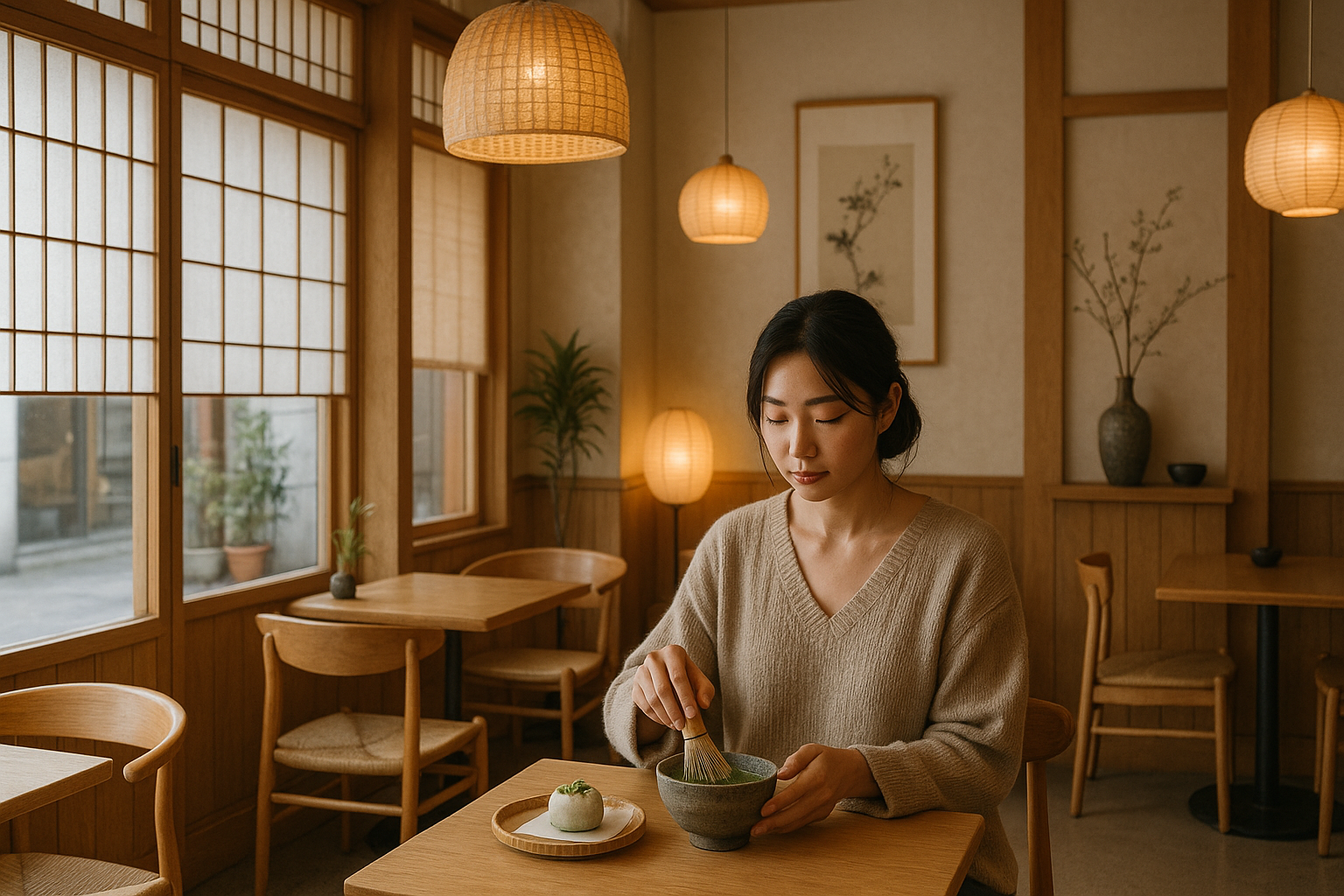 Illustration af café med japansk twist