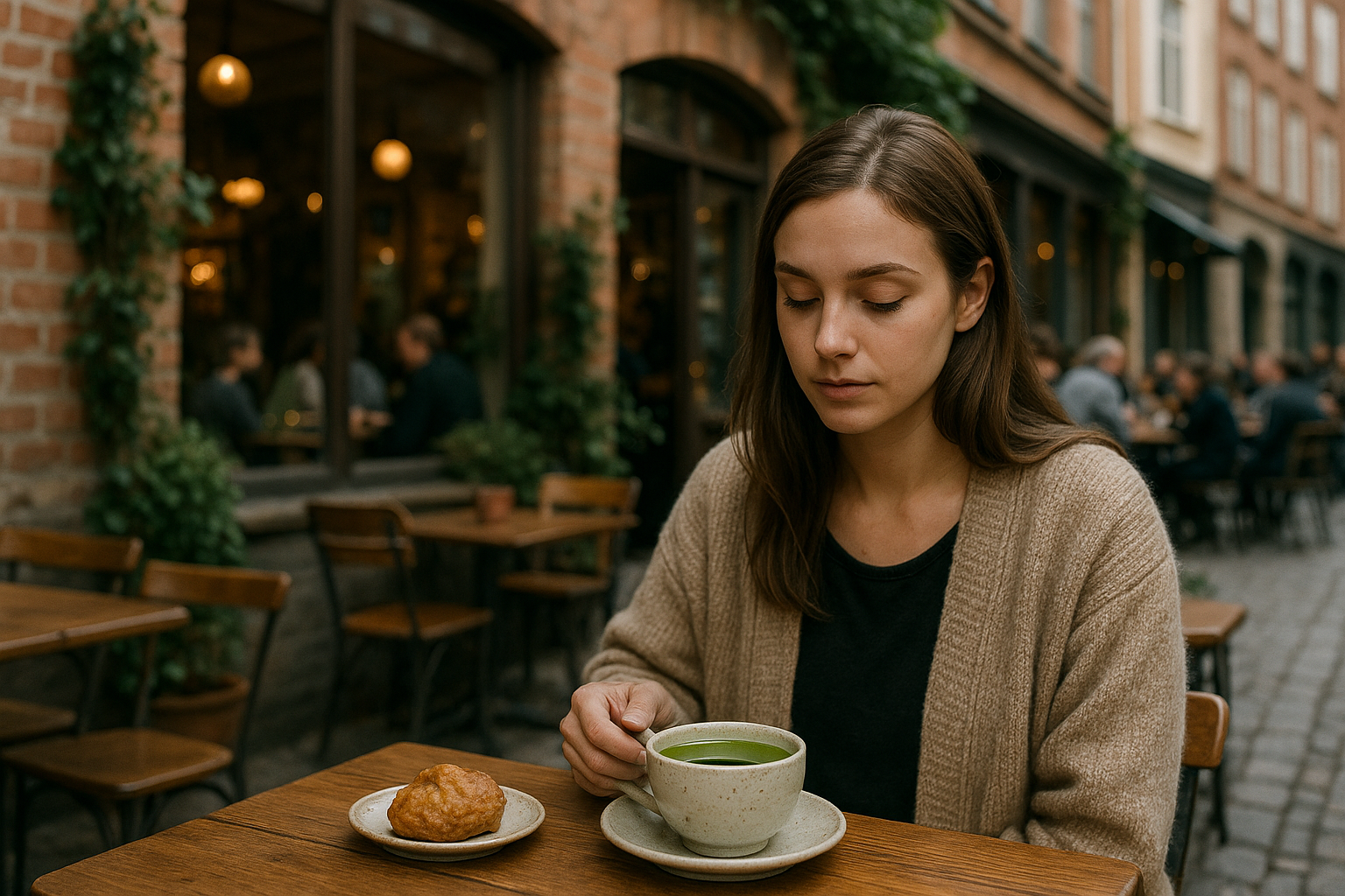 Illustration af grøn te café aarhus