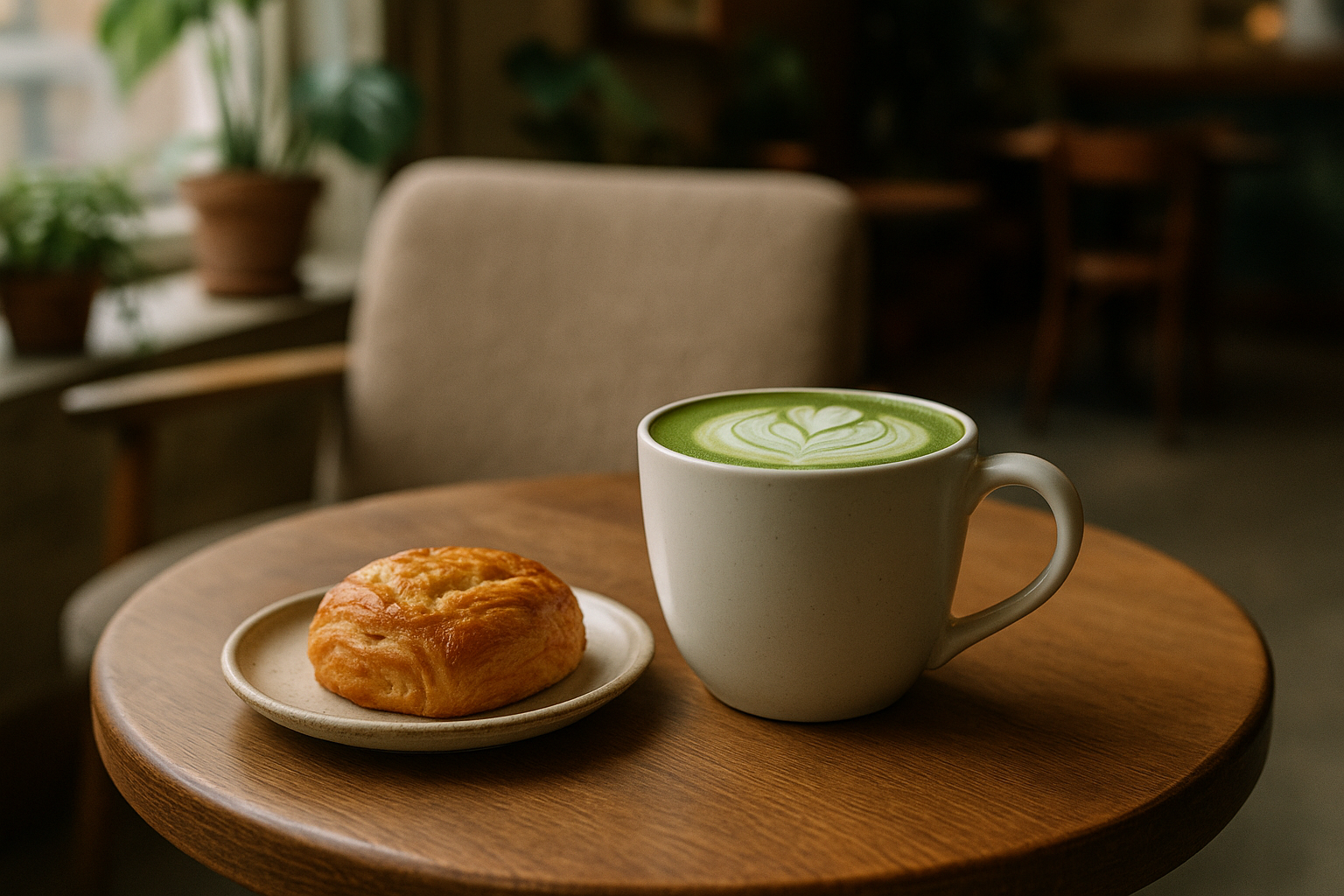 Illustration af hyggelig matcha café aarhus