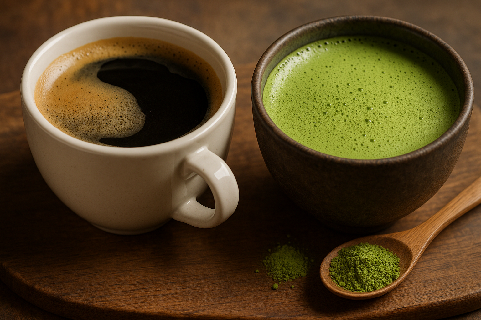 Illustration af koffein i matcha vs kaffe