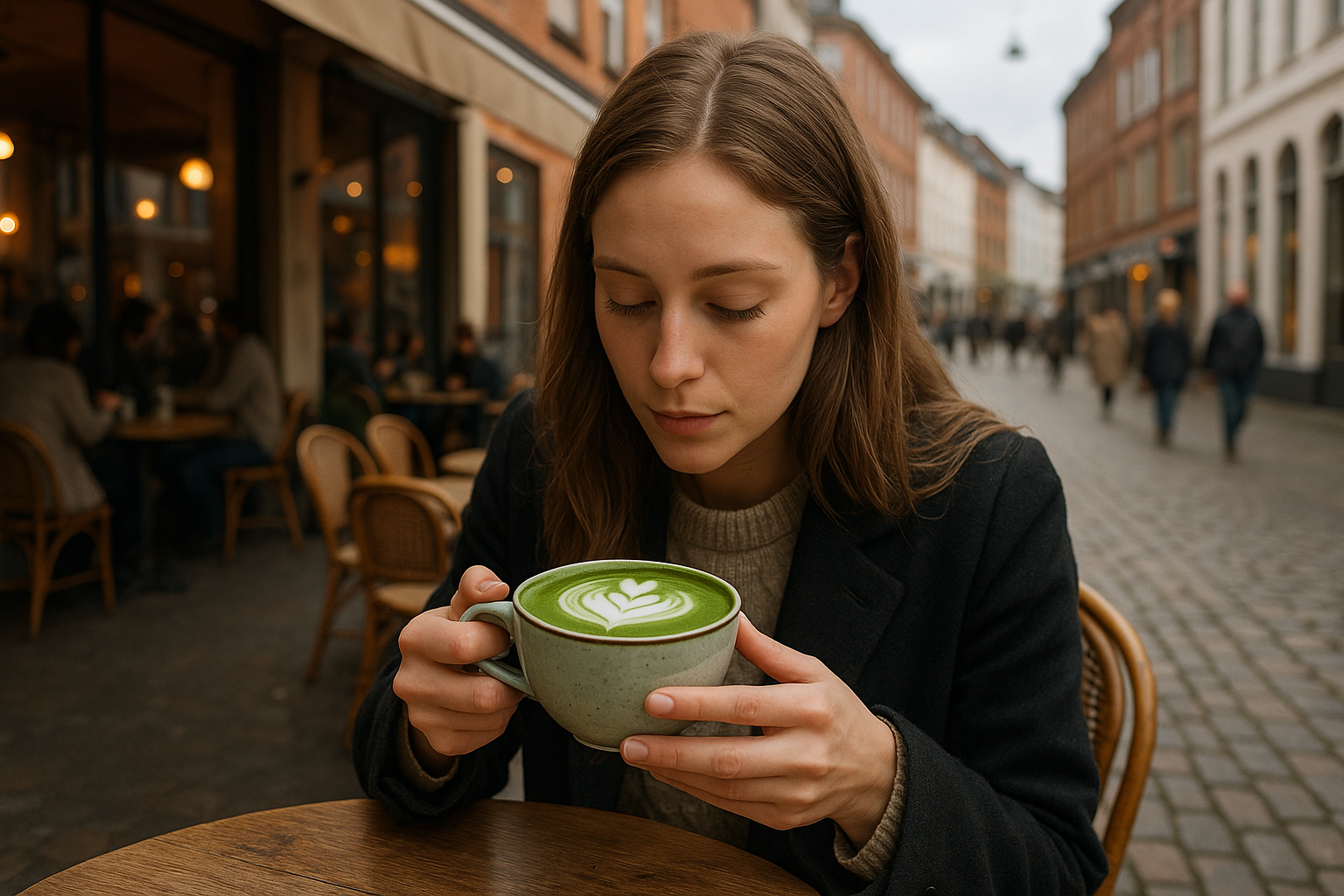 Illustration af matcha café i aarhus centrum