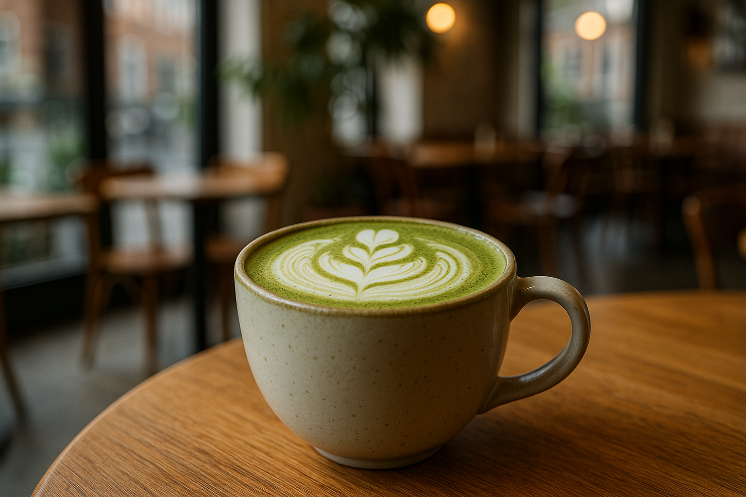 Illustration af matcha latte café version
