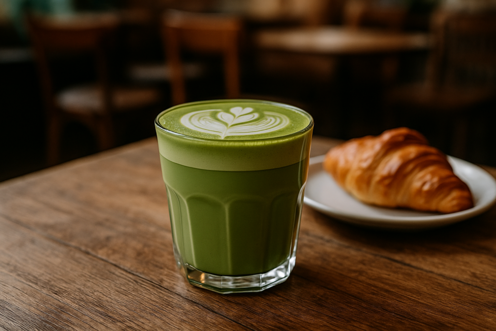 Illustration af matcha latte til brunch