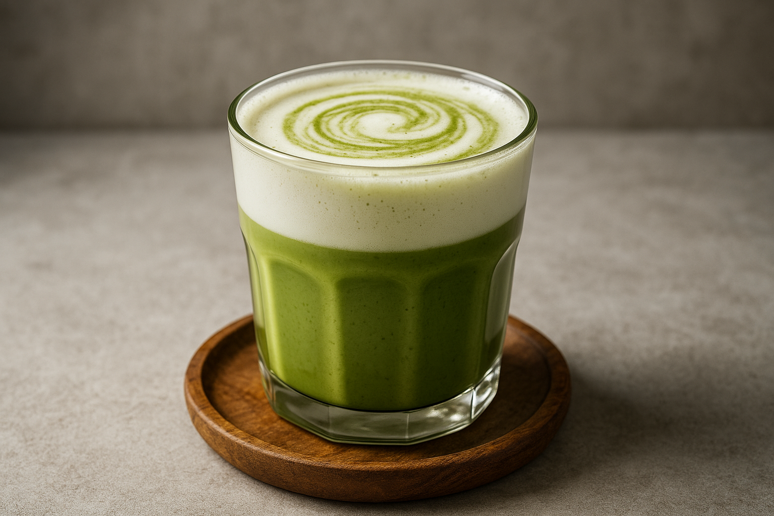 Illustration af matcha latte uden mælk