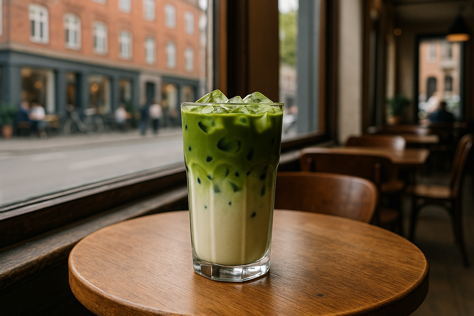 Illustration af iced matcha latte café