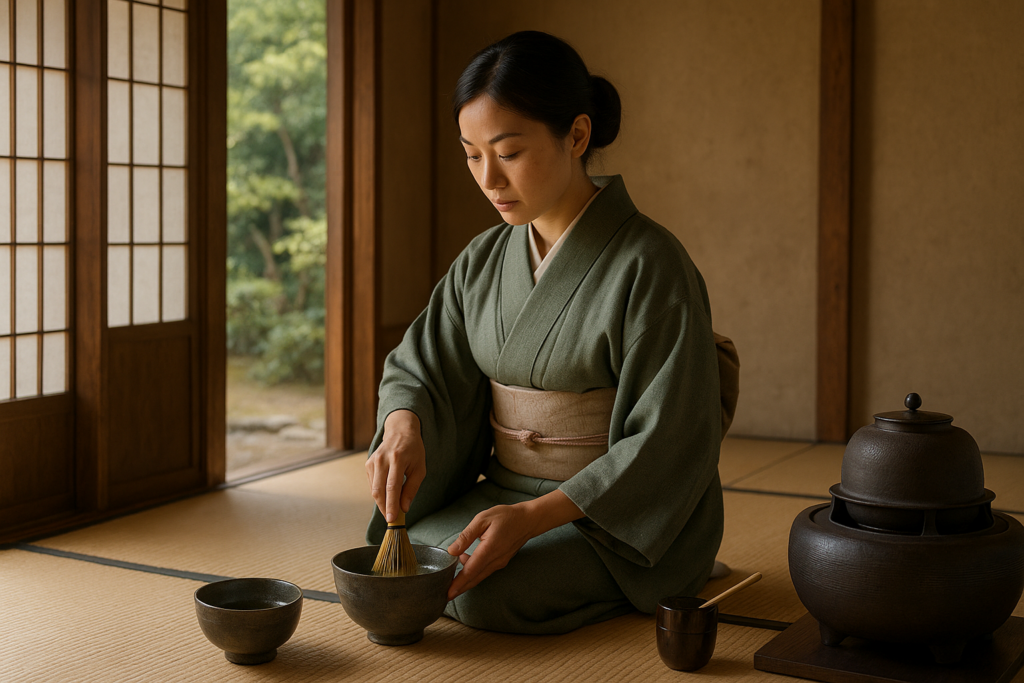 Illustration af japansk te kultur