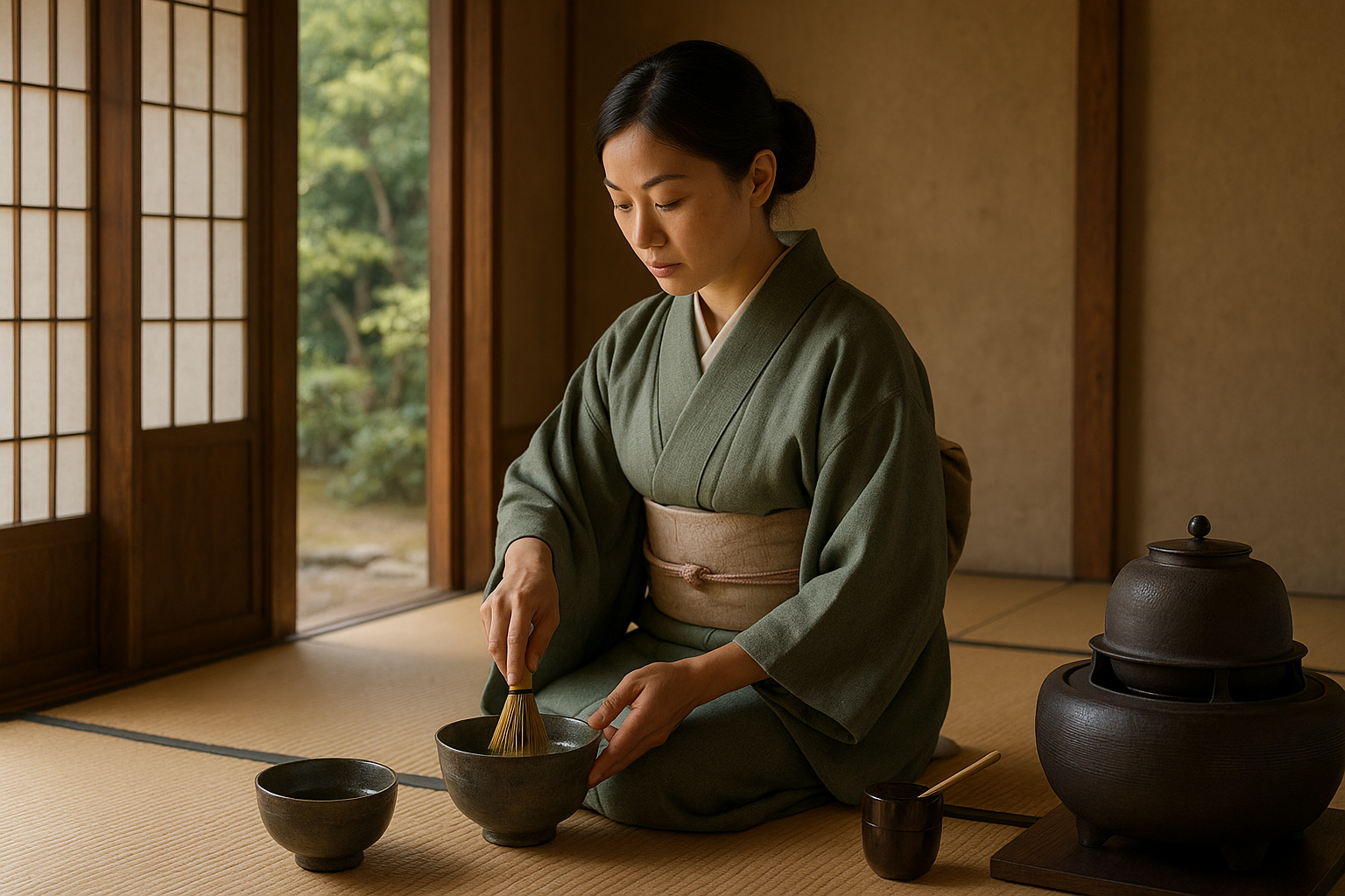 Illustration af japansk te kultur