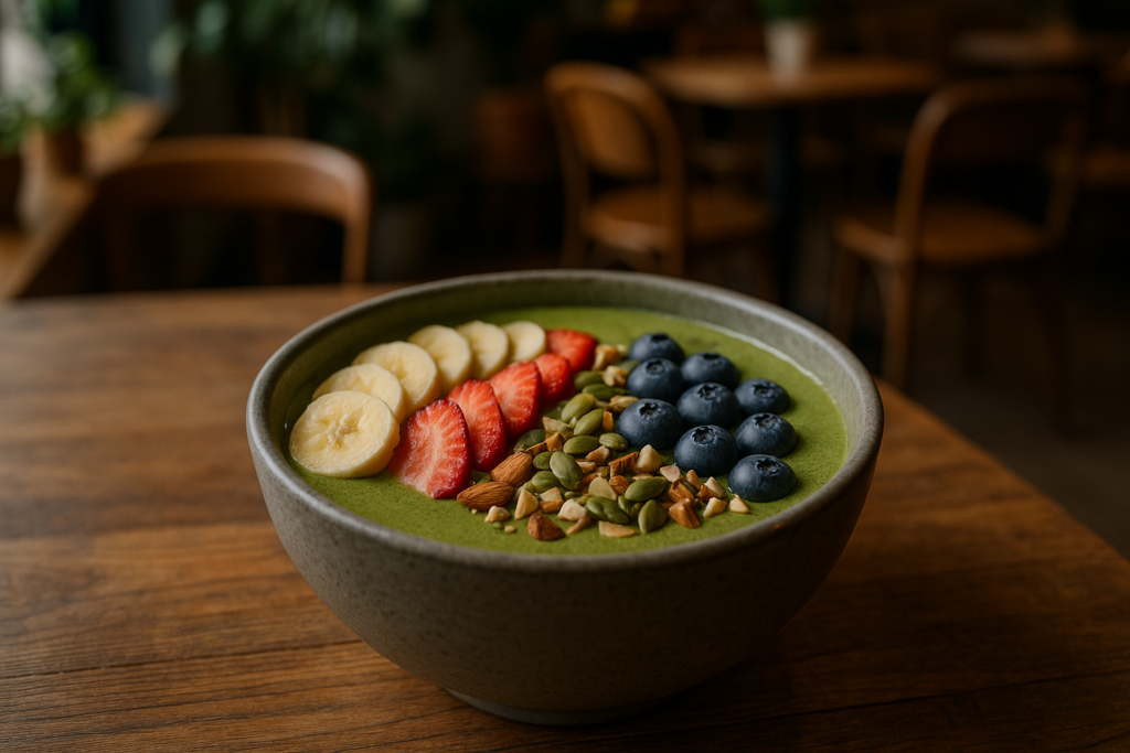 Illustration af matcha bowl café